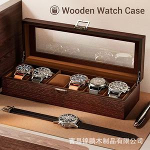 Wooden <b>Watch</b> Box With Glass Lid Dustproof Rectangle Storage <b>Case</b> For <b>Watch</b> Display Packaging - Product Image 2