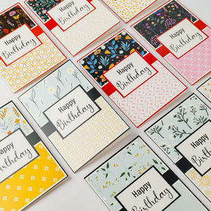 Hermosas tarjetas de feliz cumpleaños con sobres en blanco azules y rosas, flores personalizadas y logotipo de tarjeta de cumpleaños - Product Image 5
