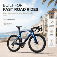 Vélo de route en fibre de carbone T800 700C Racing Wheeltop EDS TX 24 vitesses Frein à disque hydraulique Pneus 700x28C Roues en alliage