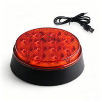 Feu de signalisation d'urgence à LED rond 12W, rechargeable, avec fixation magnétique, aspect polycarbonate, clignotant