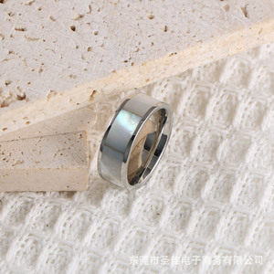Trendy Korean Style Mother Of Pearl Titanium Steel <b>Ring</b> Unisex Index Finger Jewelry SA595 - Product Image 3