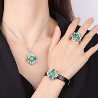 Pulsera de Cuero de Lujo con Esmeraldas y Amatistas, Chapada en Plata de 18K con Circonitas, para Mujer
