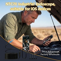 Caméra d'inspection endoscopique NTC70 HD avec 8 lumières LED réglables, 8 mm, semi-rigide, type C, connexion directe iOS, boroscope