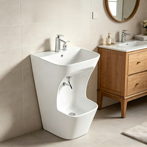 Lavabo de salle de bain sur pied, avec robinet monotrou, rectangulaire, pour ablutions musulmanes (<span class=keywords><strong>Wuzu</strong></span>), idéal pour la maison et l'appartement, pour le lavage des mains et des pieds - Product Image 1