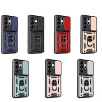Coque de téléphone hybride magnétique avec support et anneau de protection coulissant pour Samsung A07 A17 A27 A37 A57 S26 Ultra Plus S24 FE S23 S25