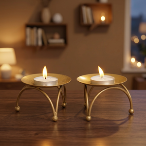 New Stylish Handcrafted <b>Iron</b> Candlestick Holder Golden Polished Durable <b>Lightweight</b> Design Christmas Home Decor - Product Image 5