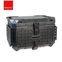 Boîte à bagages arrière pour moto F2-moto 55L en aluminium avec plaque pliable et protections d'angle en forme de H des deux côtés