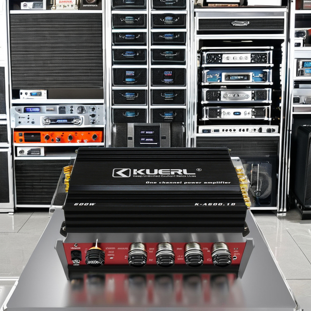 Kuerl 12V Mini Speaker Amplifier New Model 600W Big Power 1 Channel Digital Car Amplifier Class D Mono Car Audio Enhancer