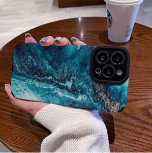 เคสโทรศัพท์มือถือหนังเทียม TPU พิมพ์ลายคลื่นทะเลสีน้ำเงินเข้มสำหรับ iPhone 8 x XR XS 11 12 13 14 15 16 17 PRO MAX - Product Image 3