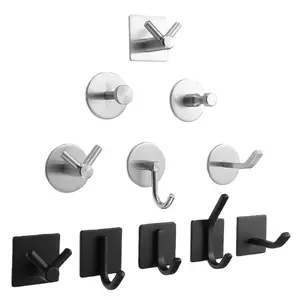 Heavy Duty Stainless Steel Self Adhesive Bathroom Kitchen 3m Hook Adhesive Wall Hooks