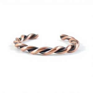 Pure <b>Copper</b> Cuff <b>Bracelet</b> for Men Women with Magnetic Therapy Design Adjustable Handmade Craftsmanship Ball Shape Anniversary - Product Image 1