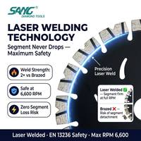 Lame diamantée SANG 115 mm (4,5 pouces) en forme de V, soudée au laser, pour découpe rapide à sec du béton, des briques et de la maçonnerie, pour meuleuse d'angle