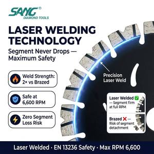 Lame diamantée SANG 115 mm (4,5 pouces) en forme de <span class=keywords><strong>V</strong></span>, soudée au laser, pour découpe rapide à sec du béton, des briques et de la maçonnerie, pour <span class=keywords><strong>meuleuse</strong></span> d'angle - Product Image 4
