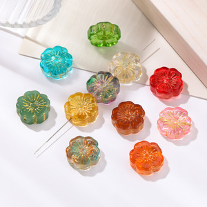 Flower Glass <b>Beads</b> Crystal Lampwork Gold Painted For Jewelry Making DIY Bracelets Necklaces Accessories Wholesale - Product Image 1