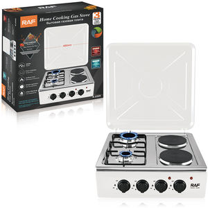 Fornello a <span class=keywords><strong>Gas</strong></span> ed Elettrico RAF R.8509 in Acciaio Inox con Protezione Antifiamma, Piano Cottura a 4 Fuochi - Product Image 1