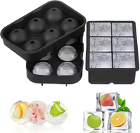 Moule à glaçons en silicone de qualité alimentaire 100%, épaisseur importante, écologique, design conique noir, ensemble de moules à glaçons sphériques, fabricant de crème glacée, logo personnalisé
