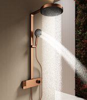 En gros Ensemble de robinetterie de douche 3 voies en or rose, Système de douche avec mitigeur chaud/froid et fonction pluie, Robinetterie de salle de bain