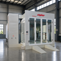 Cabine de peinture au gaz naturel 24 kW de qualité supérieure et économique 80 ° Cabines de peinture automobiles C Baking avancées avec 56 tubes d'éclairage de 24W pour atelier automobile