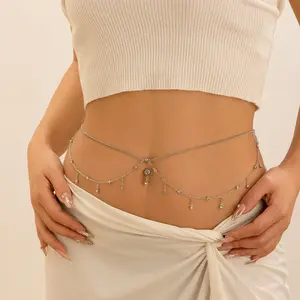 2024 China Fabricación de suministros Sexo Rhinestone Dangle Sparkle Belly Ring Chain 18K Sexy Belly Rings Body Jewelry