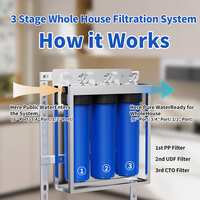 Système de filtration d'eau pour toute la maison 20x4,5 pouces 3 étapes Big Blue PP+UDF+CTO Manuel pour usage domestique et commercial