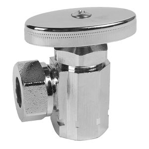 鉛フリー真鍮クロームメッキ1/2インチFIP X 7/16インチ1/2インチスリップジョイントマルチターンアングルバルブ米国標準 - Product Image 1