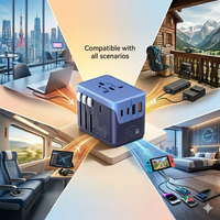 Adaptateur de voyage universel Gan 100W, best-seller aux Émirats arabes unis, au Royaume-Uni, aux États-Unis, en Europe, en Australie, chargeur USB multi-ports rapide PD pour MacBook, ordinateur portable