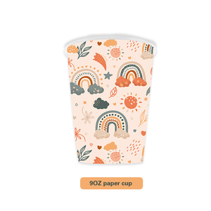 Vajilla Desechable con Diseño Bohemio de Arcoíris, Juego de 4 Artículos Personalizados: Plato de Papel, Servilleta y Vaso de Papel, Decoración para Fiestas, Artículos para Fiestas - Product Image 3