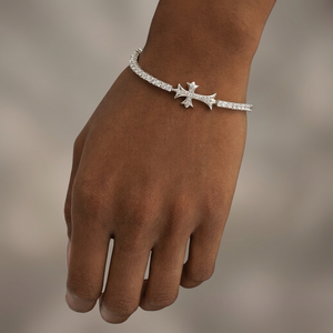 <b>Silver</b> Color Cross Diamond <b>Bracelet</b> Bangle Cubic Open <b>Cuff</b> Jewelry for unisex Party Wear - Product Image 4