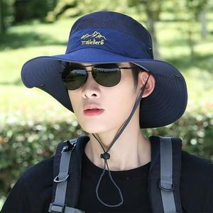 Chapeau Bob de Pêcheur pour Homme, Respirant, Protection Solaire, pour Randonnée, Pêche, Cyclisme, Couleur Unie, Polyester - Product Image 1