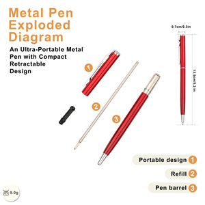 ปากกาลูกลื่นโลหะขายดี โปรโมชั่นของขวัญ พิมพ์โลโก้ได้ ดีไซน์เพรียวบาง แปลกใหม่ สำหรับโฆษณา หมึกสีดำ คุณภาพสูง - Product Image 2