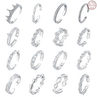 Cincin Perak Sterling 925 Grosir, Cincin Terbuka Motif Daun Kupu-kupu Bunga yang Anggun Terinspirasi Alam, untuk Hadiah Pengiring Pengantin, Perhiasan