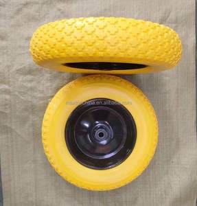 <span class=keywords><strong>Rueda</strong></span> de <span class=keywords><strong>carretilla</strong></span> plana 350-8 Rodamiento de bolas <span class=keywords><strong>Rueda</strong></span> de <span class=keywords><strong>carretilla</strong></span> de PU con borde de acero para cortadoras de césped para trabajos de construcción - Product Image 5