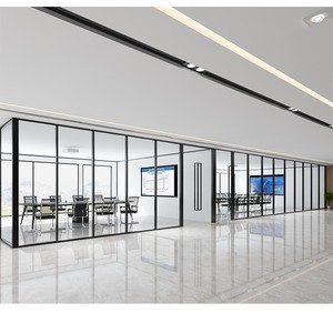 ผนังกั้นกระจกแบบแยกส่วนที่ทันสมัยพร้อมกรอบอลูมิเนียมอัลลอยด์กันเสียงและถอดได้แผงสำนักงาน - Product Image 3