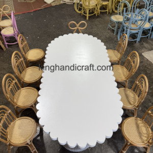 Ensemble table et chaise ovales en rotin pour enfants-Meubles en osier faits à la main écologiques pour aire de jeux intérieure - Product Image 3