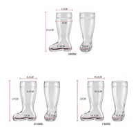 Chopes à bière en verre soufflé à la main, style classique, forme botte, transparentes, élégantes, multi-tailles, style allemand