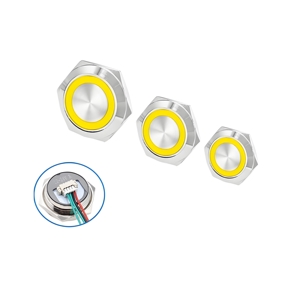 16/19/22mm siêu mỏng kim loại đẩy nút chuyển đổi tự thiết lập lại dẫn vòng chiếu sáng xúc giác chuyển đổi - Product Image 6