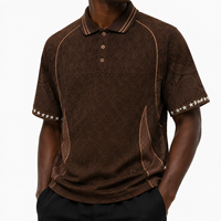 Camiseta de Fútbol Unisex Marrón con Estampado Sublimado, Manga Corta, Transpirable, Poliéster, Corte Regular, Cuello Camisero, Verano, Personalizable