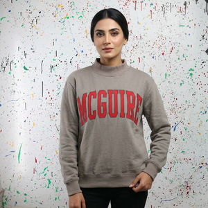 MCGUIRE Dark GREY Hooded Sweatshirt <b>RED</b> Applique Embroidery CLUSH SPORTS 100% Cotton Oversized Winter Digital Printing - Product Image 1
