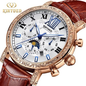 KINYUED – montre mécanique pour hommes, mouvement automatique, bracelet en cuir, étanche, 3 bars, phase de lune, affichage des aiguilles lumineuses, vente en gros - Product Image 1