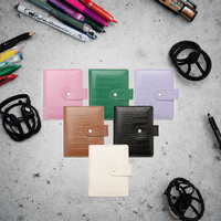 A7 Mini classeur à 6 anneaux en cuir PU Beaux autocollants et pages intérieures pour l'école et la collection Organisation Budget Option