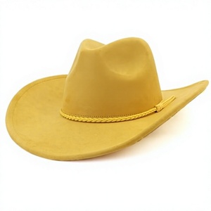 Chapeau de cowboy en laine jaune unisexe pour adulte, décontracté, pour l'extérieur, printemps-automne, 56-58 cm - Product Image 1