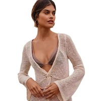 Fournisseur en gros – Nouvelle robe pull tricotée moderne et élégante à col en V et manches longues pour femme – Vêtement d'été