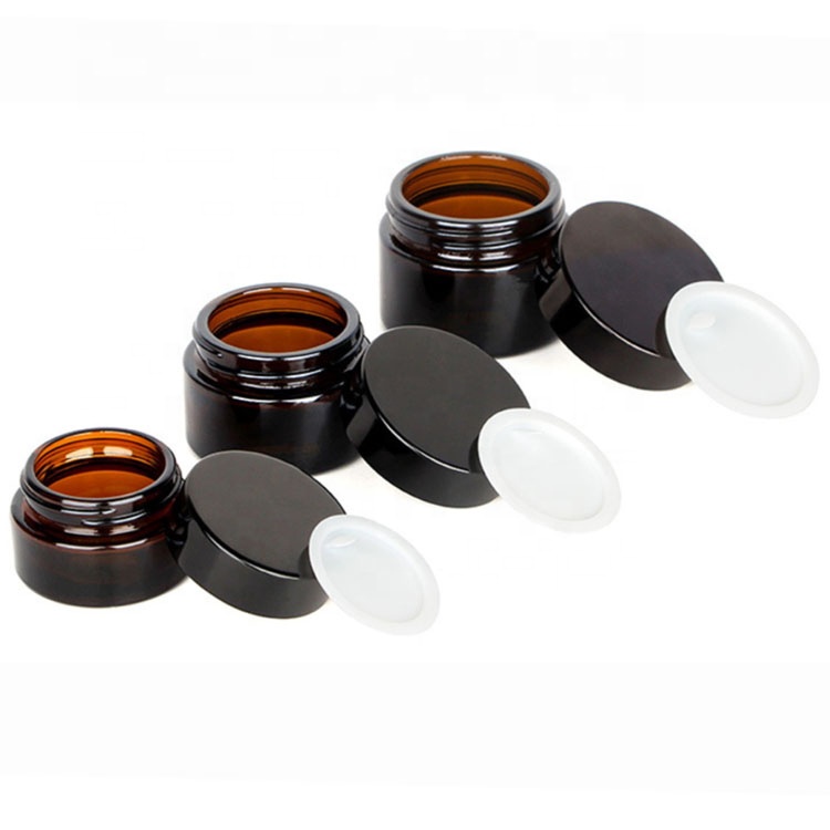 Большой косметический крем для лица с широким горлом, 100 мл, 100 г, Янтарная стеклянная банка с черной пластиковой крышкой, банки для кремов, Южная Африка