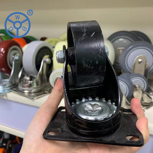 WBD antike Vintage ganz schwarz Metall Gusseisen Lenk rolle Platte 2 Zoll rustikale Möbel Rad Nachlauf - Product Image 2