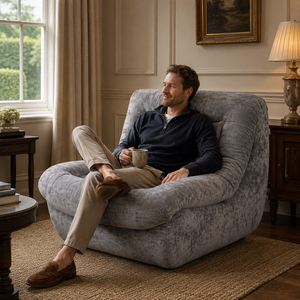 Fauteuil paresseux individuel en tissu sans cadre avec mousse à mémoire de forme, pour balcon, salon, inclinable, de loisirs, type pouf - Product Image 1