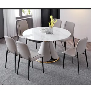Высокое качество, низкая цена, складной новый дизайн, мраморный круглый обеденный стол, набор для 6-8 Сидений