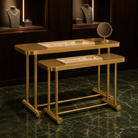 Ensemble de tables de présentation en acier inoxydable doré poli, coins arrondis, pour magasin de détail, fabrication OEM ODM