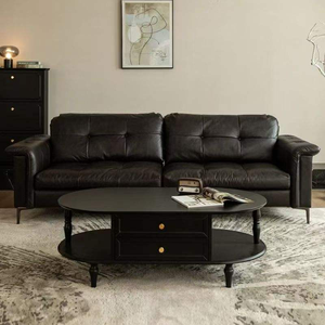 Ensemble <span class=keywords><strong>de</strong></span> canapés en cuir véritable à trois places <span class=keywords><strong>de</strong></span> conception italienne moderne avec rembourrage en éponge pour appartement, salon ou chambre <span class=keywords><strong>d</strong></span>'hôtel - Product Image 3
