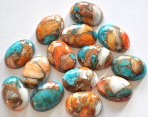 5 Piezas de Cabujón Mohave Multicolor de 10x12mm, Gema Natural de Excelente Calidad Encerada/Enrasada, Certificada por Terceros, Suministro de Joyería OEM - Product Image 1