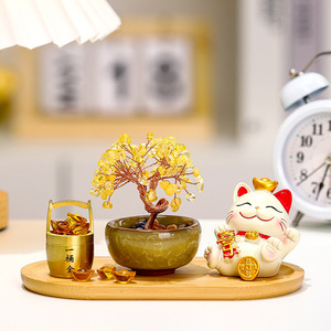 แมวนำโชคตุ๊กตาเรซิ่นงานฝีมือตกแต่งโต๊ะทำงานของขวัญบ้านพิมพ์ลายการ์ตูนรูปทรงกลมเครื่องประดับทำด้วยมือ - Product Image 3